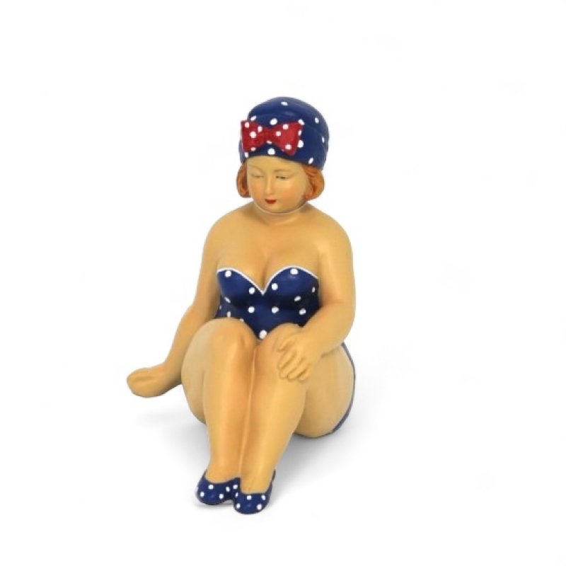 Badefrau sitzend, blau